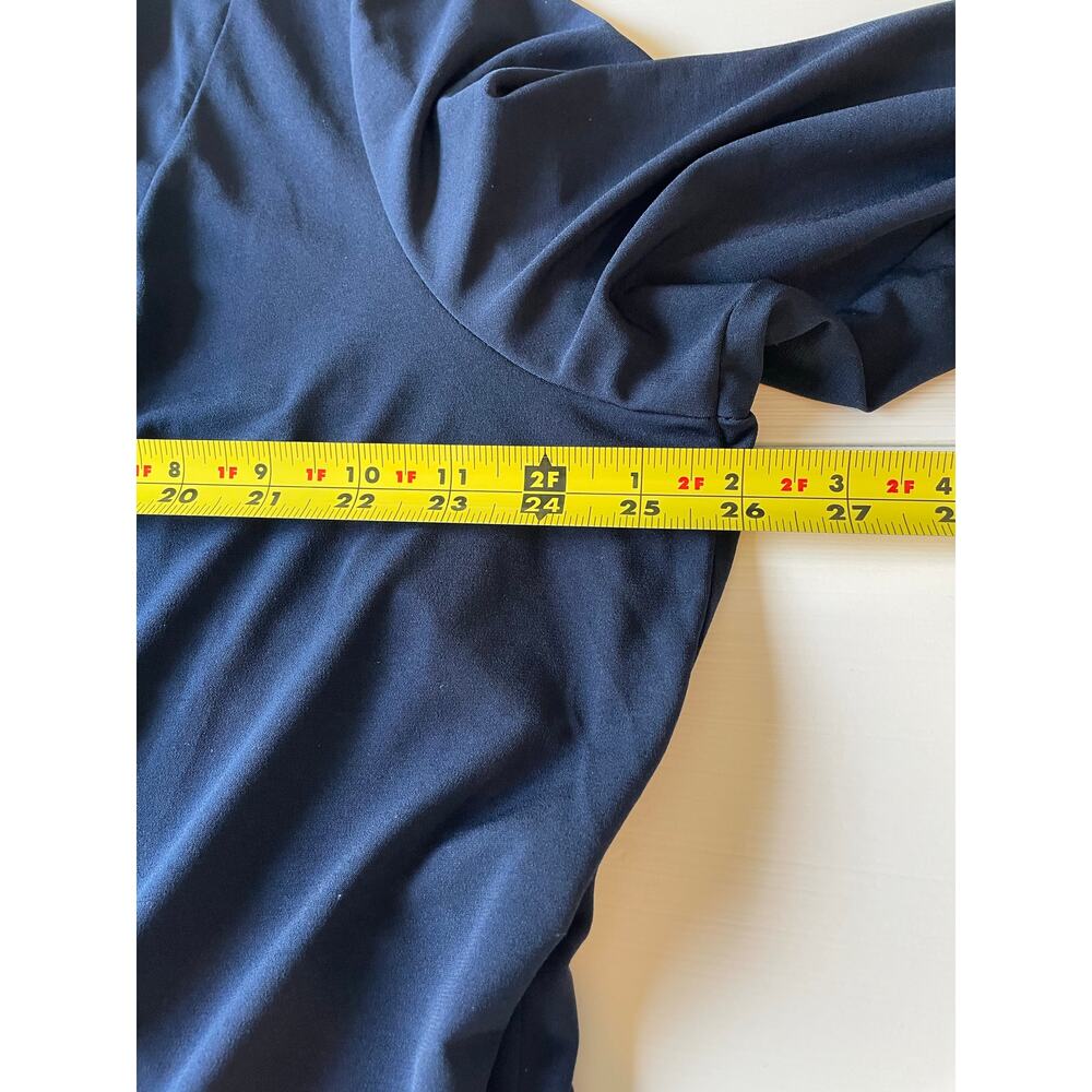 Susan Graver Liquid Knit Longline Cardigan Sz 2XP Pockets Open Front Navy Chic - Picture 9 of 10
